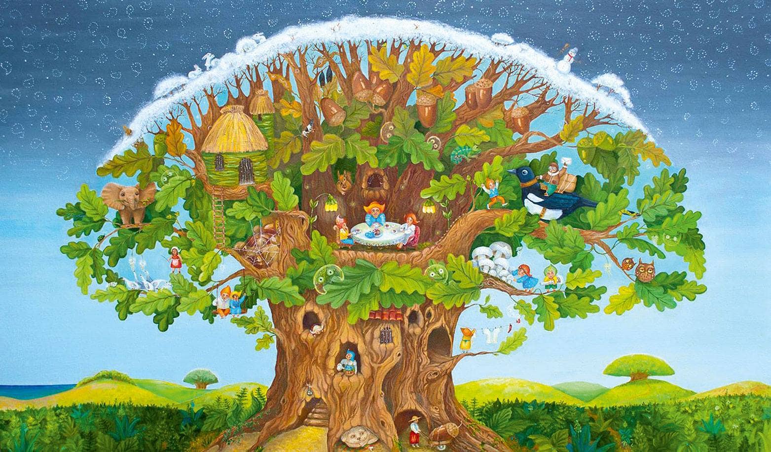 Кто живет на дереве. Сказочное дерево. Дерево для детей. Деревья мультяшные. Сказочный дуб.
